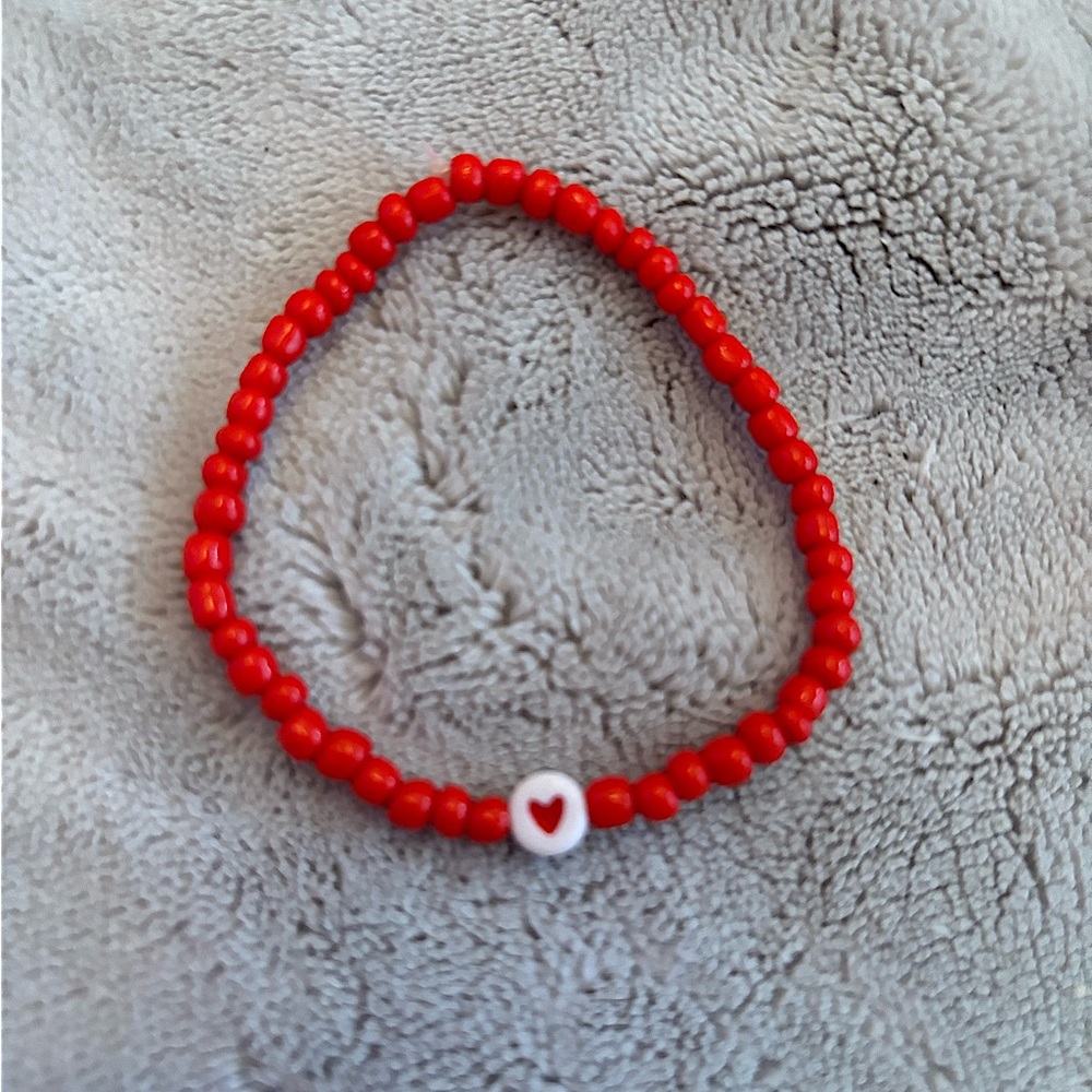 Handmade Red heart bracelet